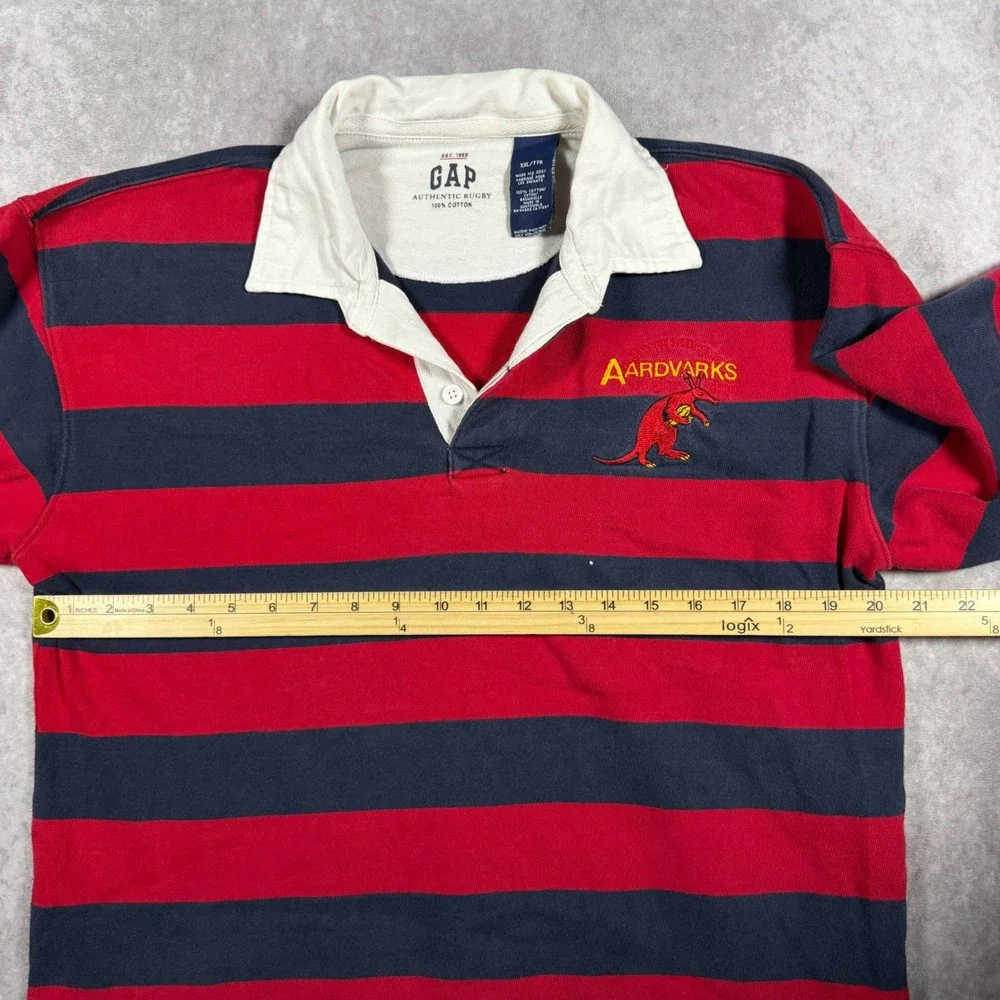 Gap Authentic Rugby Shirt Kids XXL Red Navy Striped Aardvarks Albuquerque 14-16